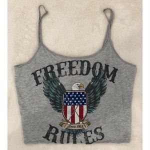 Forever 21 Cropped Lacey Back Grey Tank Top